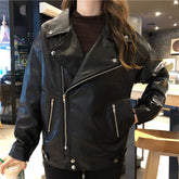 Lockere Herbst-Kunstlederjacke